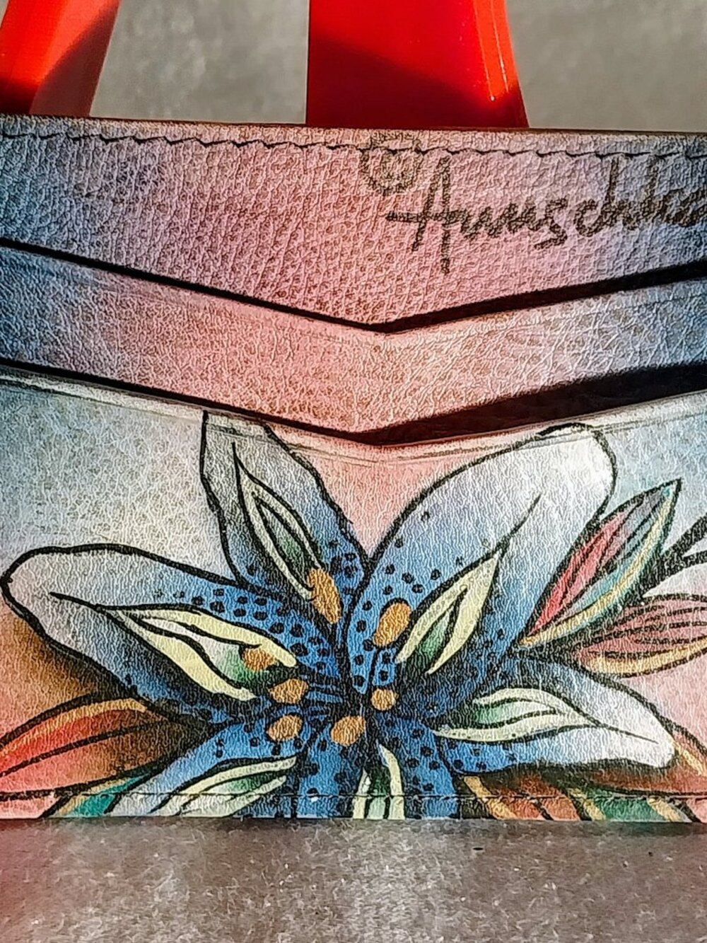 Anuschka Women’s Hand-painted Genuine Leather Credit Card Case - One Open Pocket